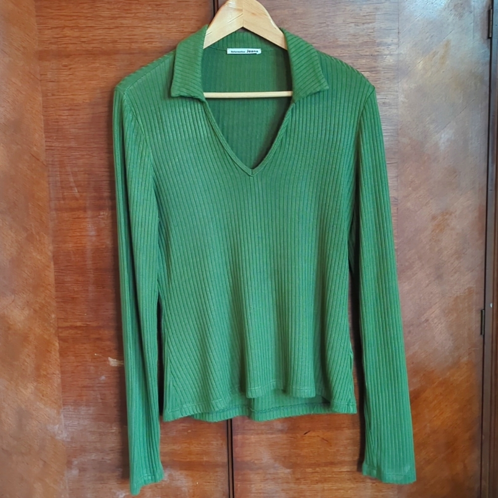 Reformation Ribbed Sweater - Kelly Green